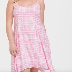 Torrid Pink Tie-Dye Challis Handkerchief Dress 0